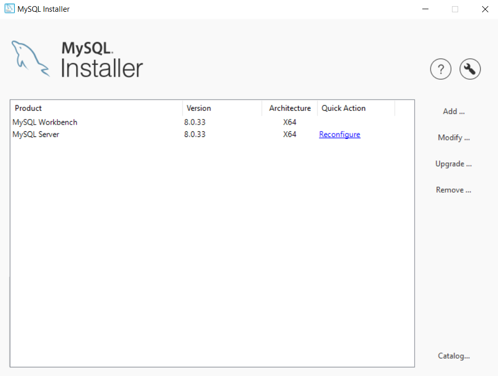 MySQL installer close screen